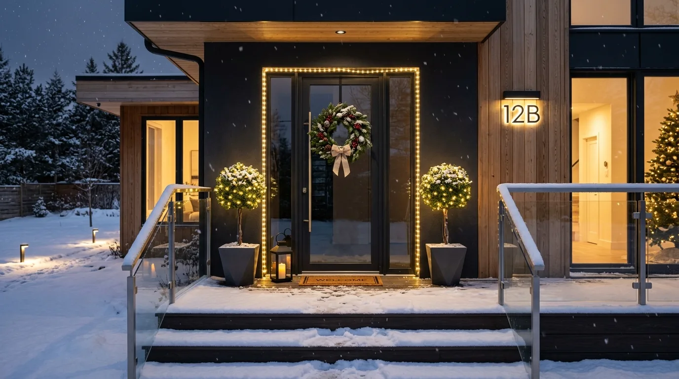 Modern Minimalist Porch With Warm White LEDs